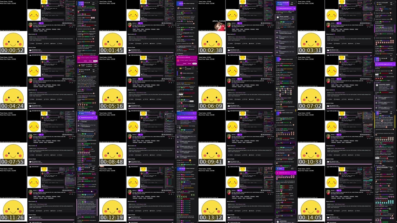 Contact-sheet preview of sreme's Twitch recording