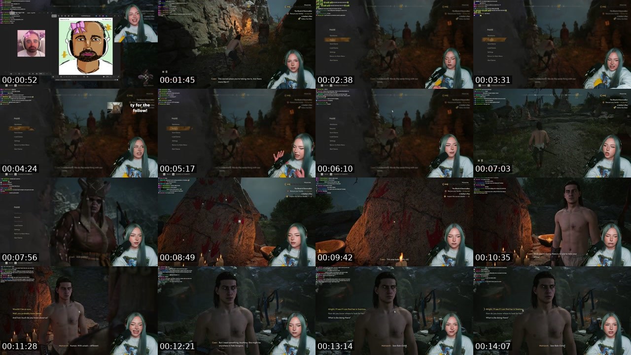 Contact-sheet preview of aaurie's Twitch recording