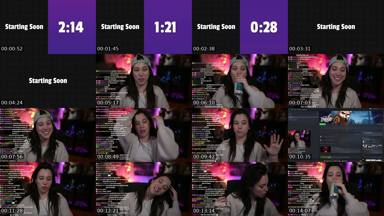 Contact-sheet preview of nikkijustine's Twitch recording