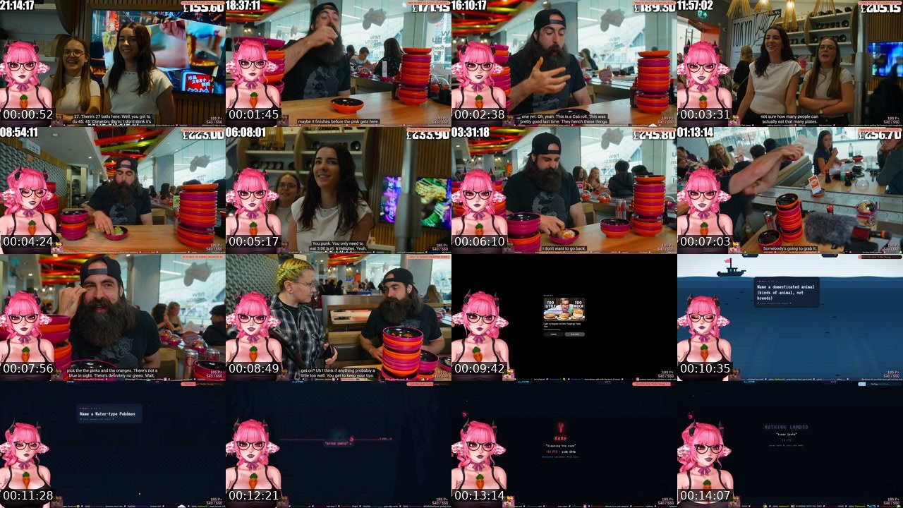 Contact-sheet preview of akiwoo's Twitch recording