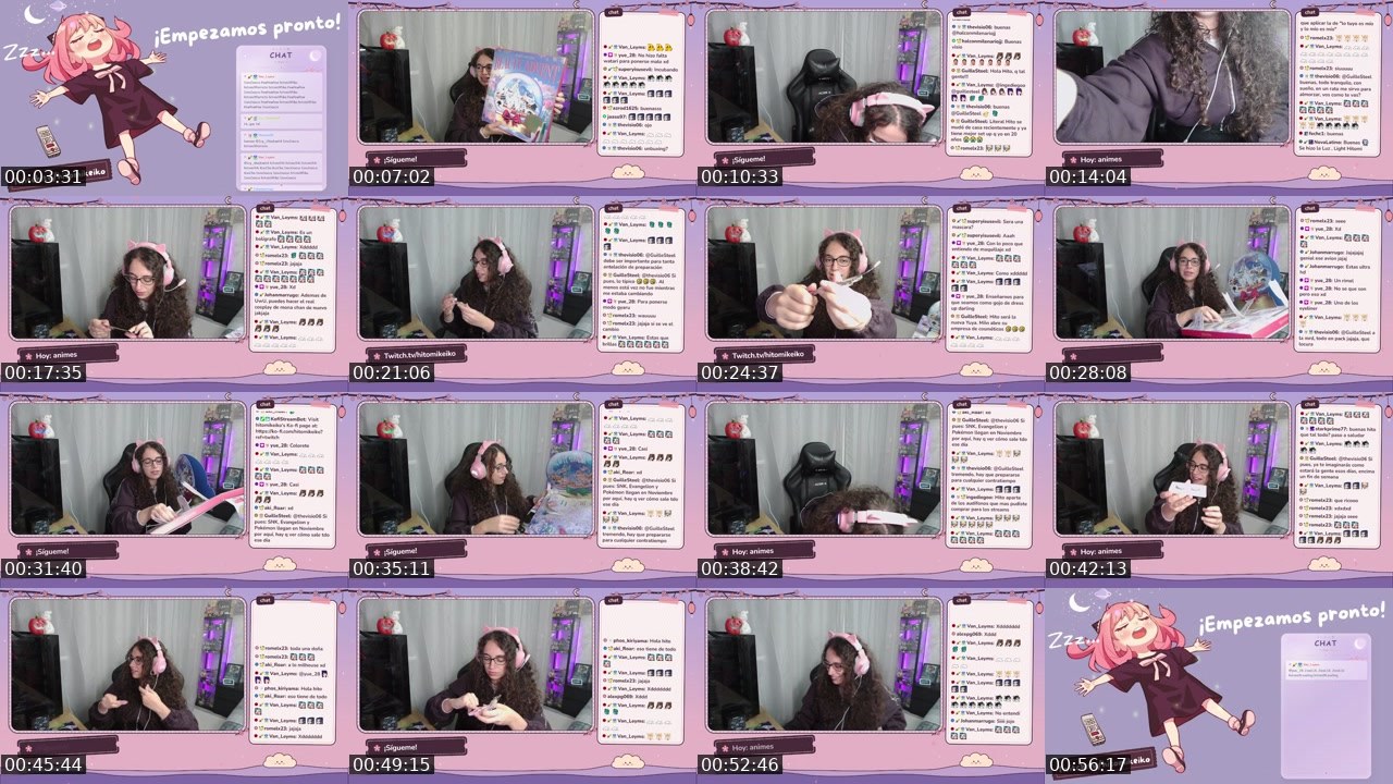 Contact-sheet preview of hitomikeiko's Twitch recording