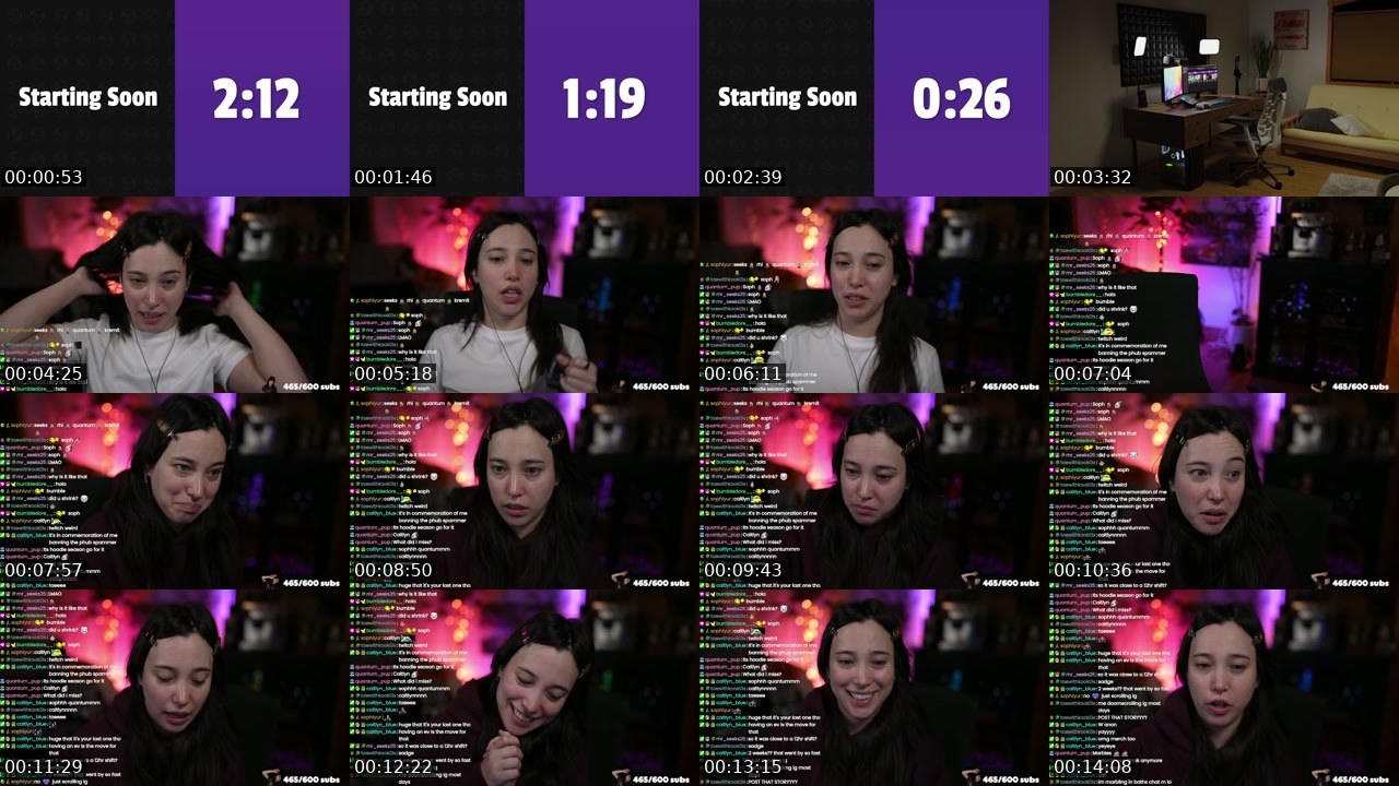 Contact-sheet preview of nikkijustine's Twitch recording