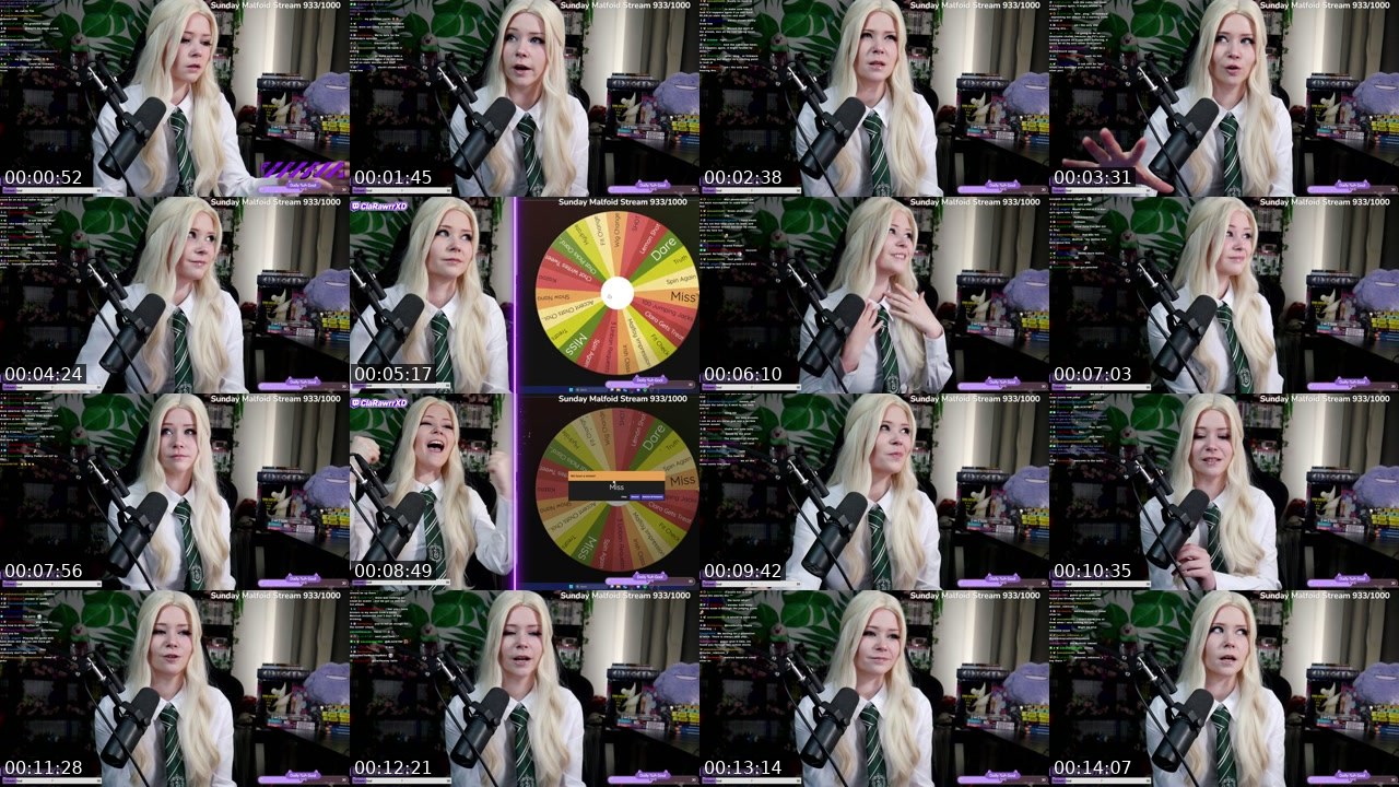 Contact-sheet preview of ClaRawrrXD's Twitch recording