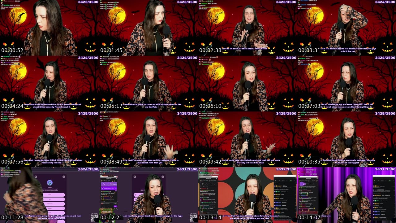 Contact-sheet preview of kacey's Twitch recording