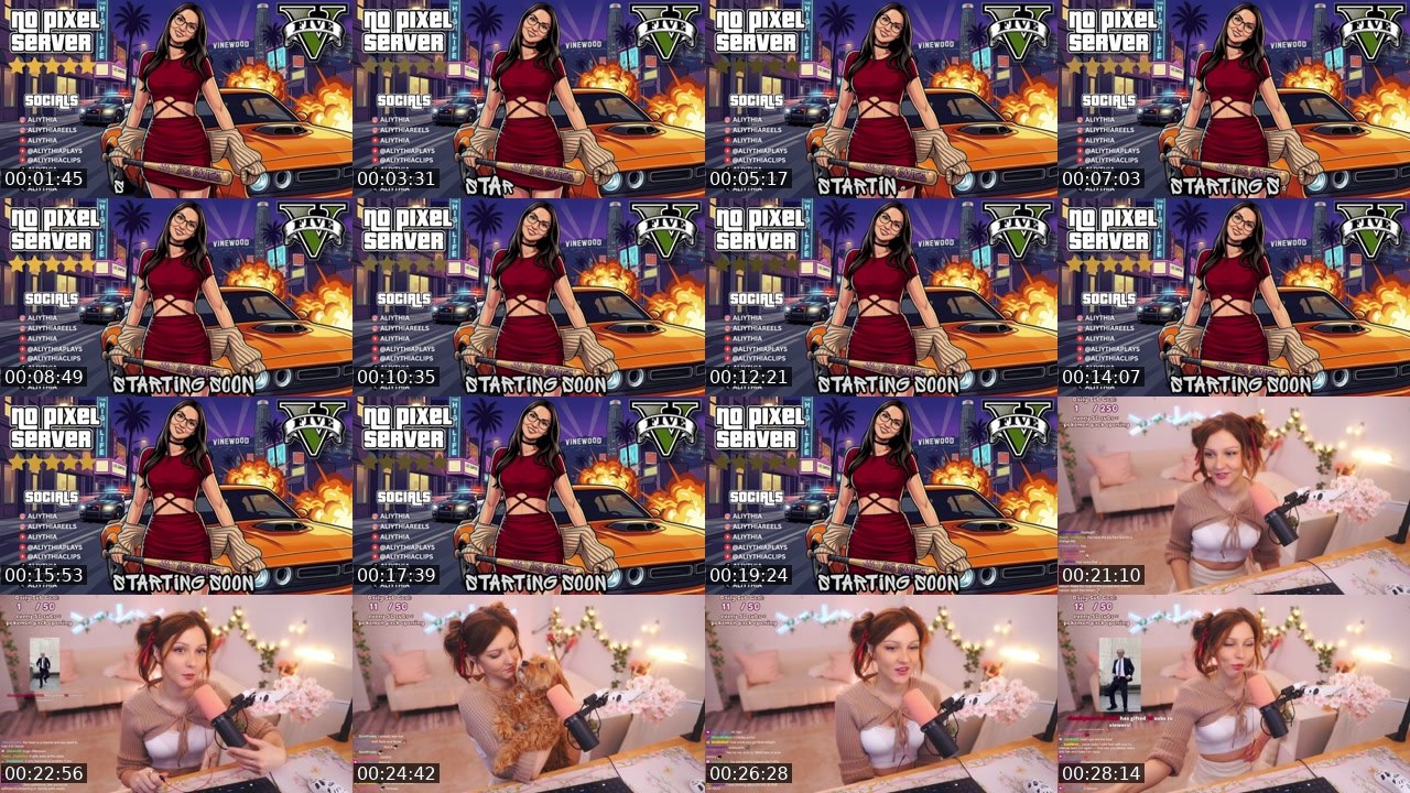 Contact-sheet preview of Aliythia's Twitch recording