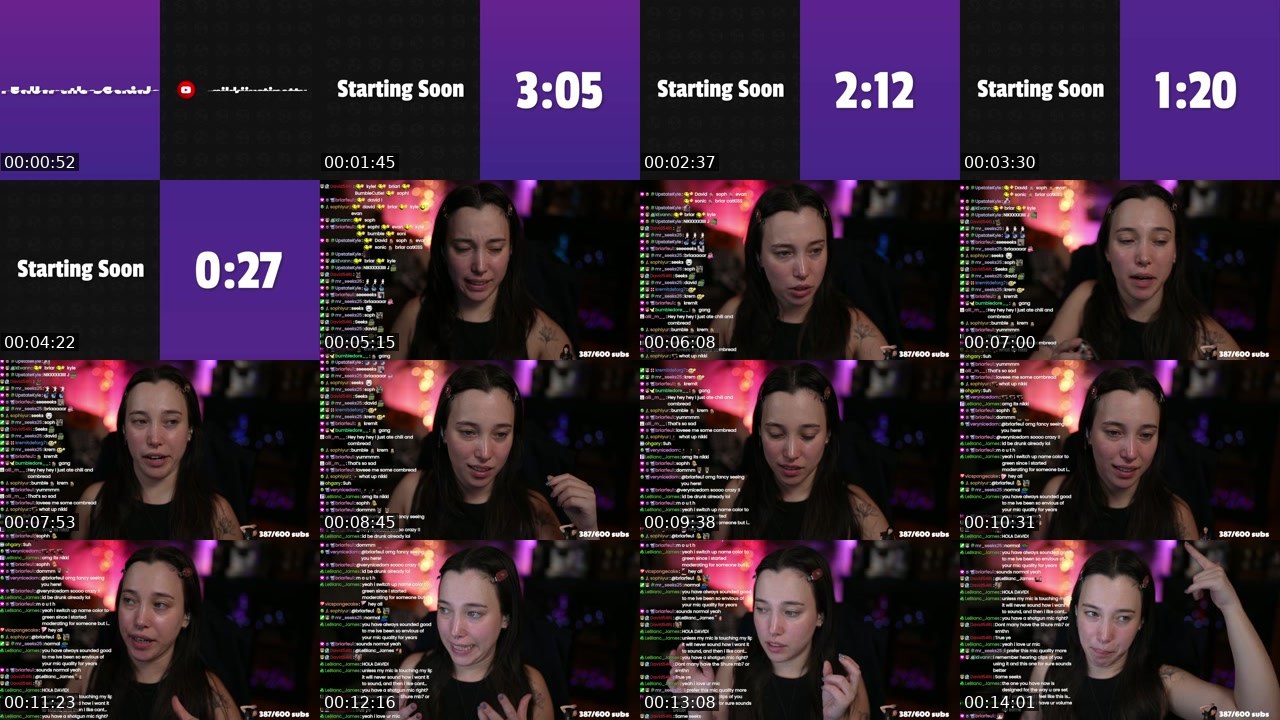 Contact-sheet preview of nikkijustine's Twitch recording