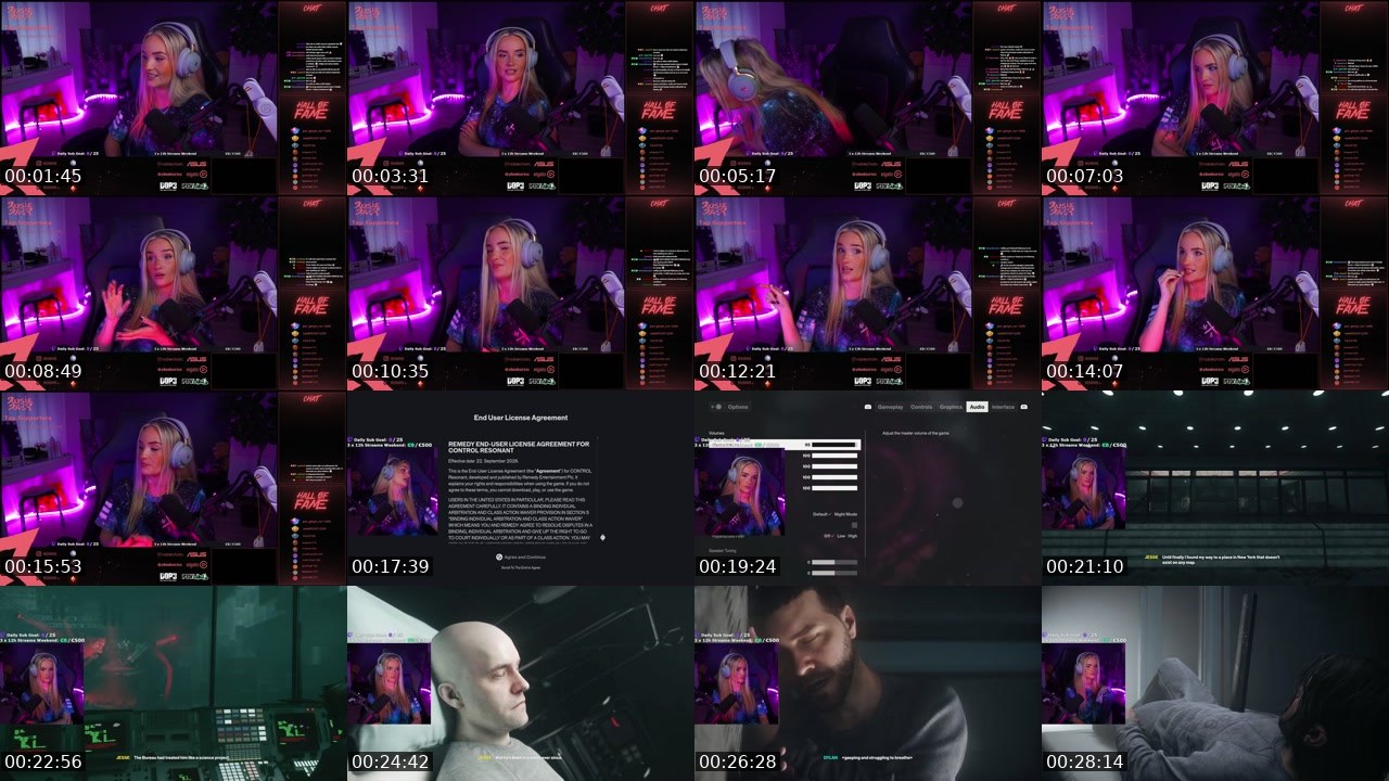 Contact-sheet preview of RosieRiver's Twitch recording