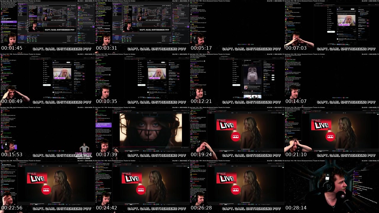 Contact-sheet preview of bootyswagga's Twitch recording