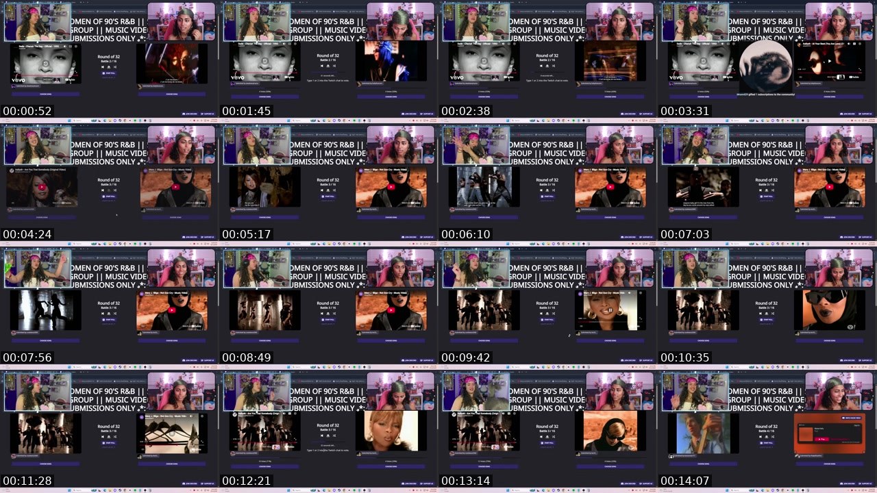 Contact-sheet preview of bigsiskrisxo's Twitch recording