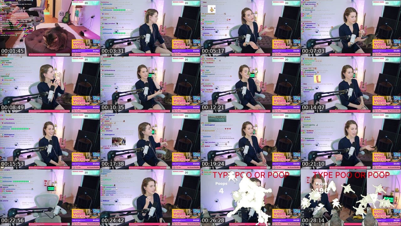 Contact-sheet preview of Celina's Twitch recording