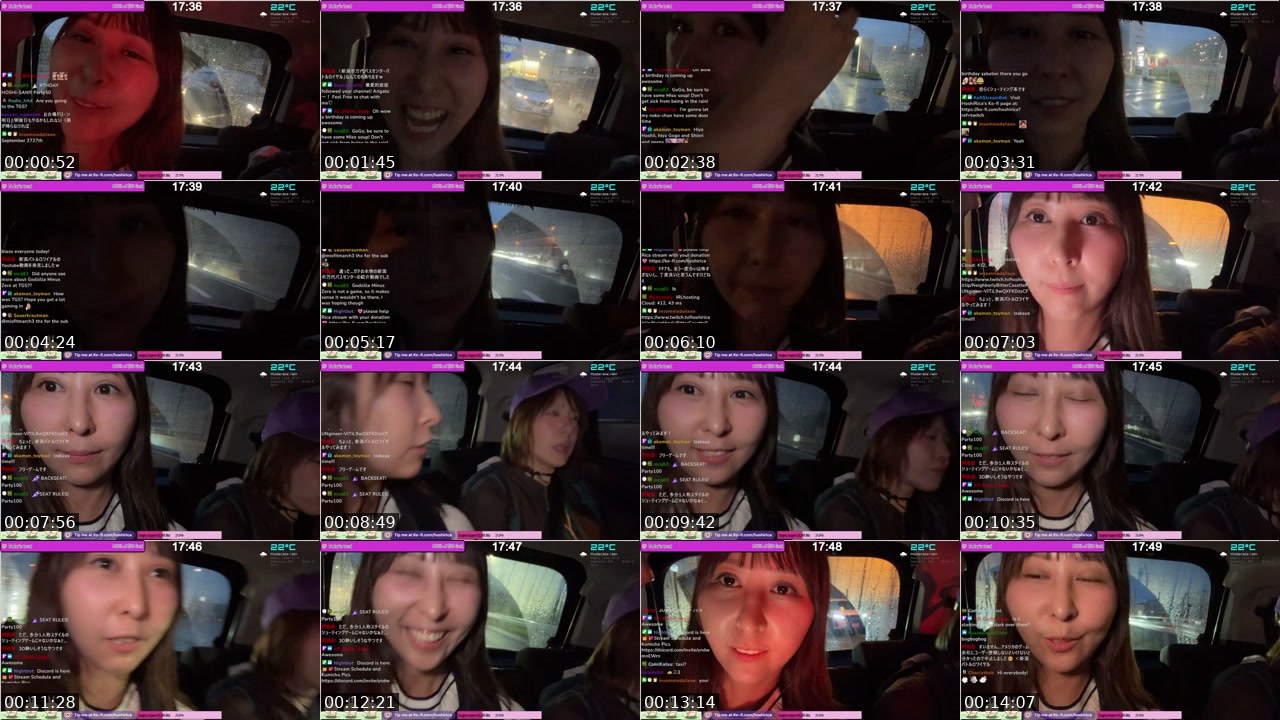 Contact-sheet preview of HoshiRica's Twitch recording
