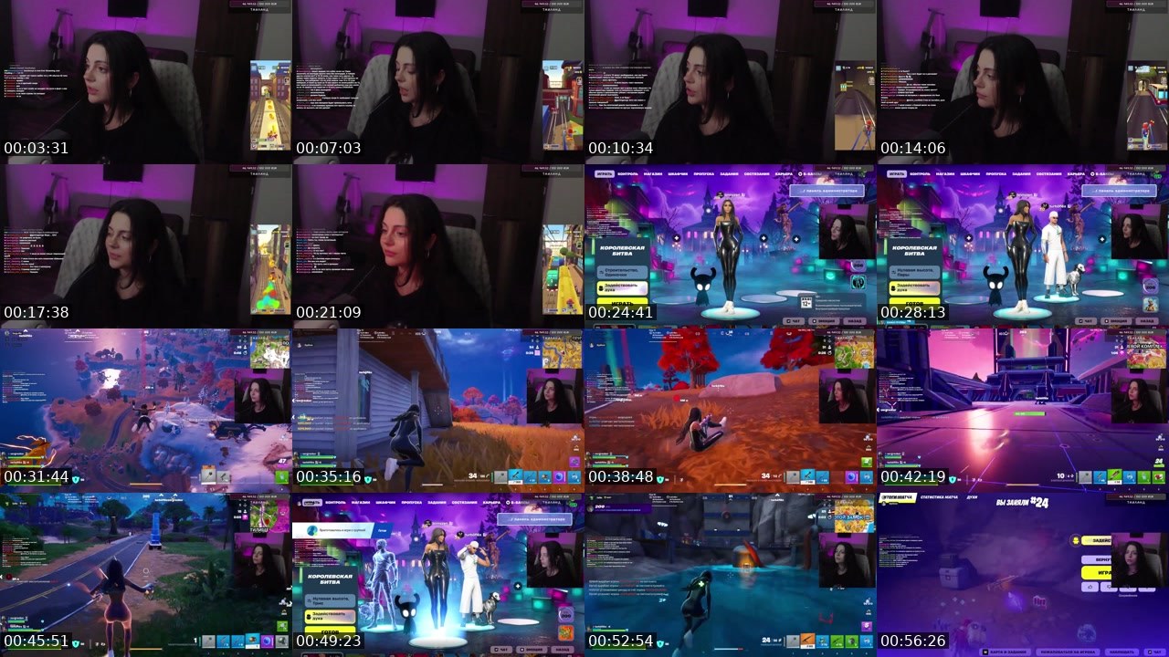 Contact-sheet preview of bourbonya's Twitch recording
