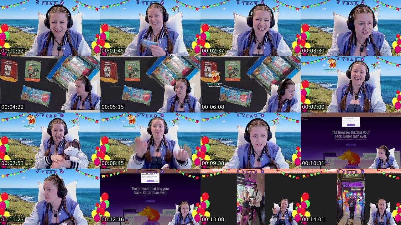 Contact-sheet preview of mee_shell's Twitch recording