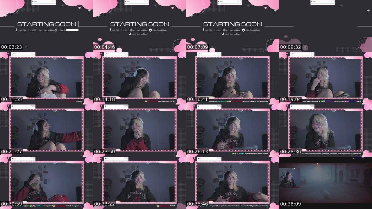 Contact-sheet preview of xNatTheKillerx's Twitch recording