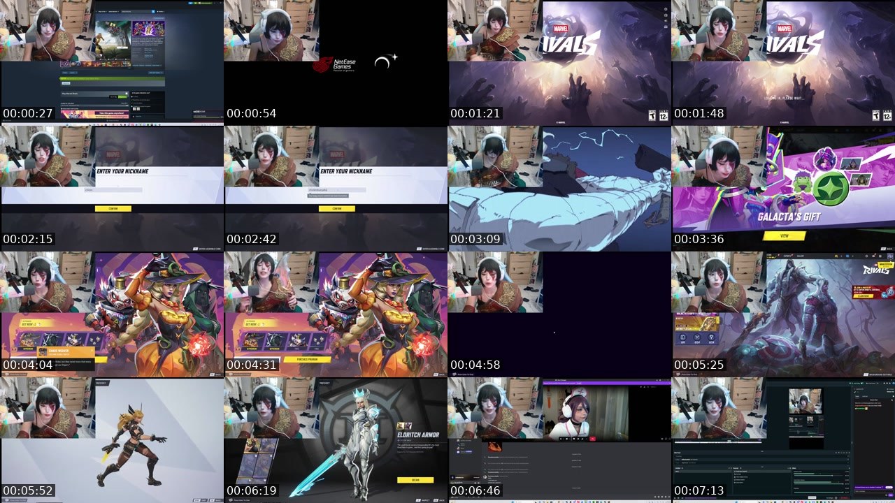 Contact-sheet preview of chickenburgerbaby's Twitch recording