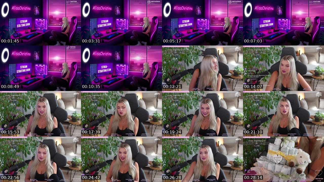 Contact-sheet preview of AlisaChristina's Twitch recording