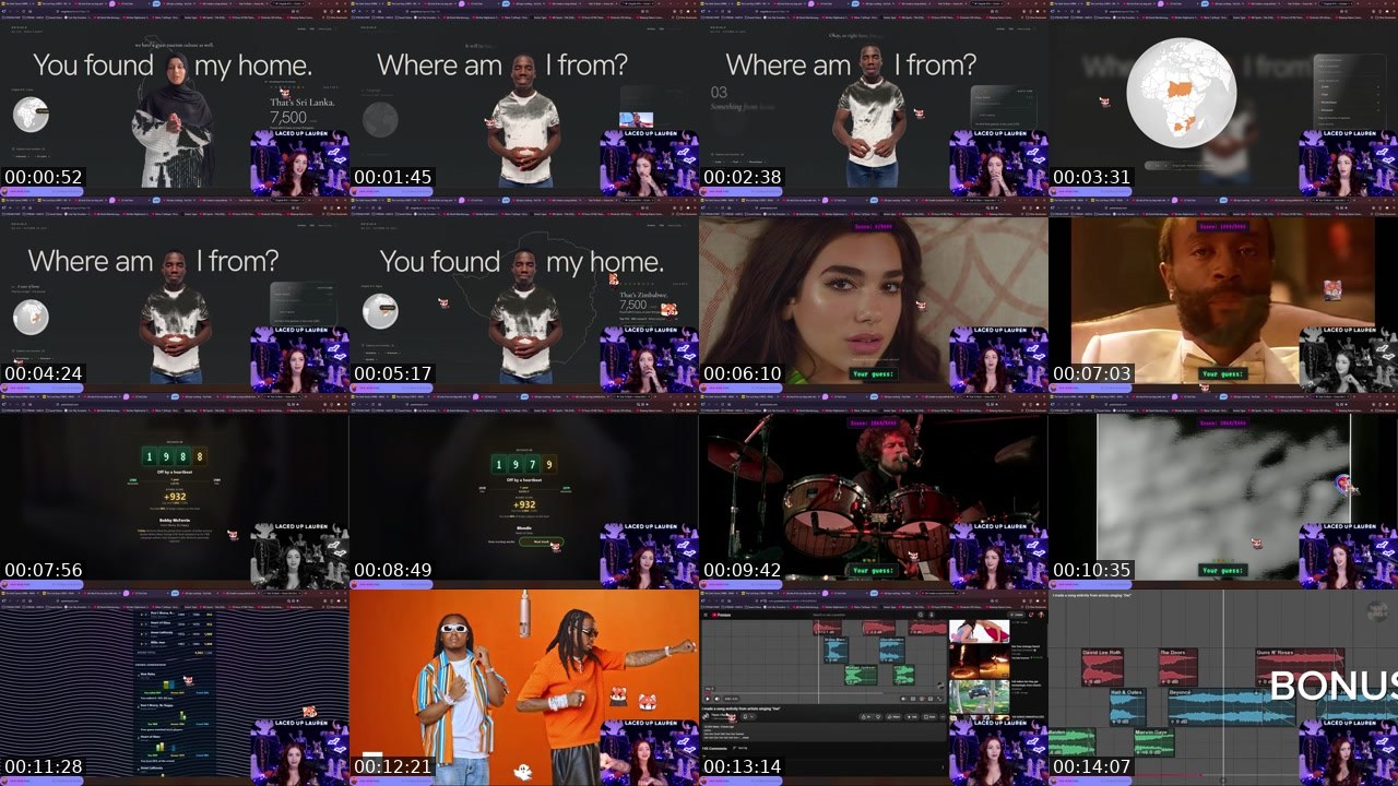 Contact-sheet preview of LacedUpLauren's Twitch recording