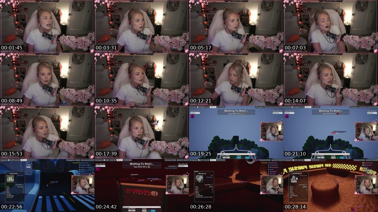 Contact-sheet preview of BossLadyLily's Twitch recording