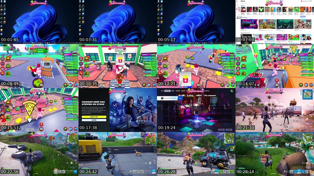 Contact-sheet preview of theprincessmar's Twitch recording