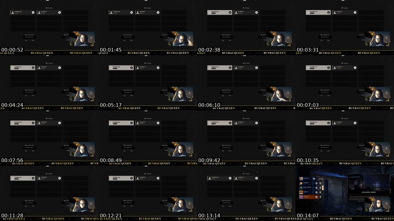 Contact-sheet preview of buybacqueen's Twitch recording