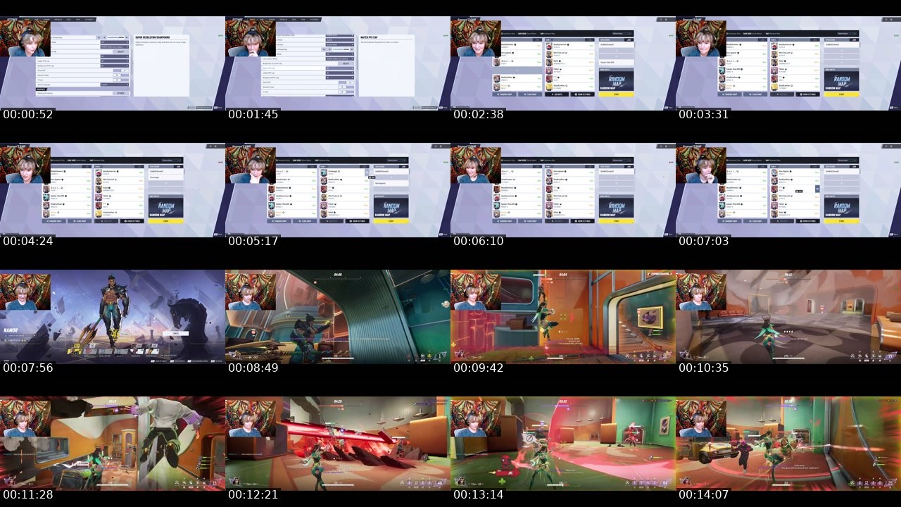 Contact-sheet preview of Binxxe's Twitch recording