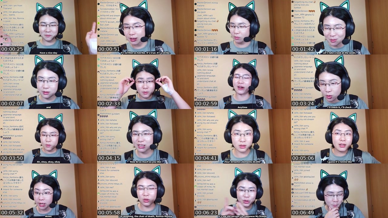 Contact-sheet preview of yoruno_shino's Twitch recording