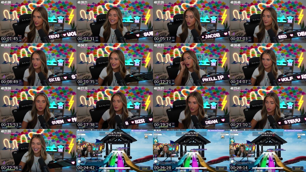 Contact-sheet preview of Jennah's Twitch recording