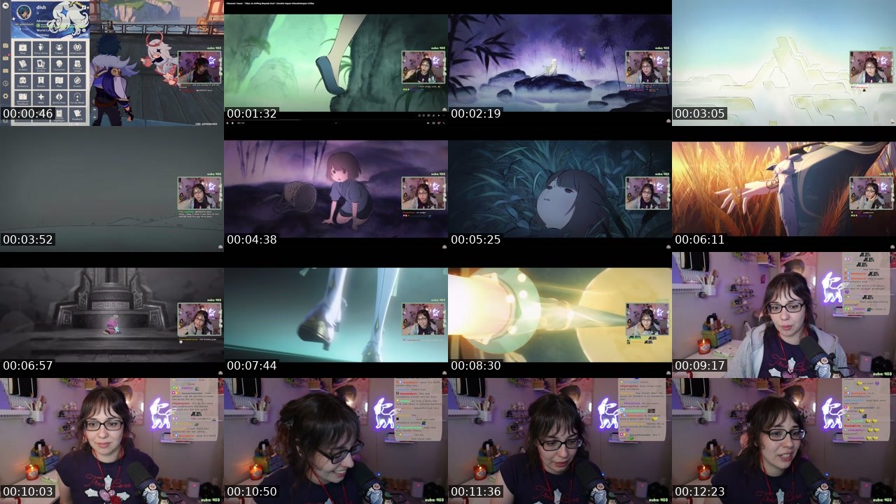 Contact-sheet preview of dish's Twitch recording