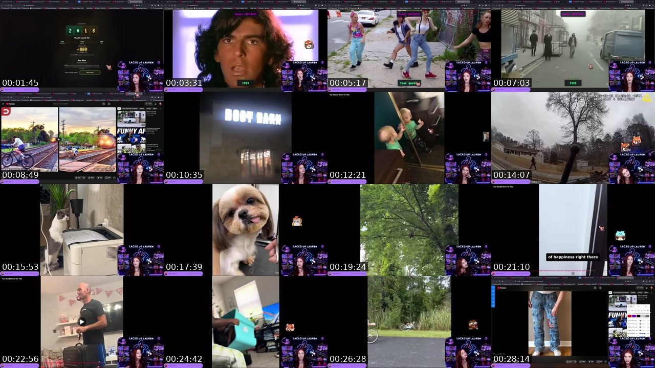 Contact-sheet preview of LacedUpLauren's Twitch recording