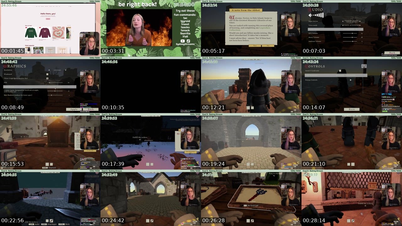 Contact-sheet preview of Sydney's Twitch recording