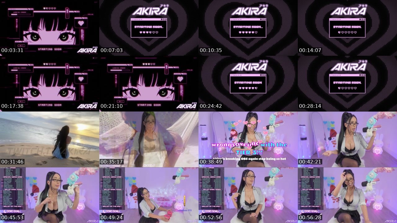 Contact-sheet preview of Akira's Twitch recording