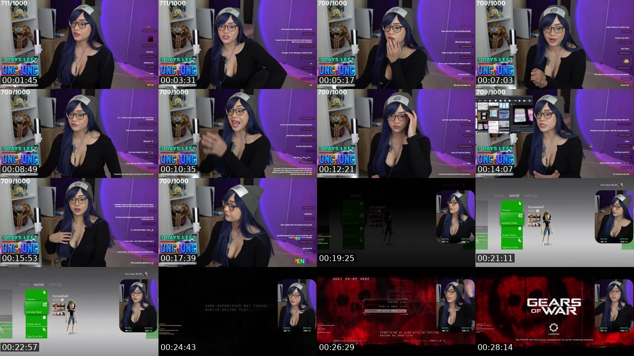 Contact-sheet preview of Honeebell's Twitch recording