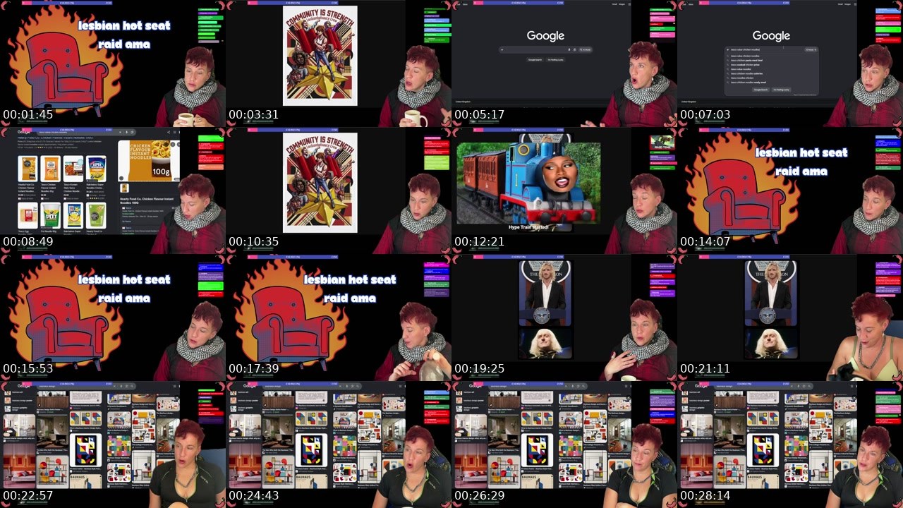 Contact-sheet preview of lesbianhotsauce's Twitch recording