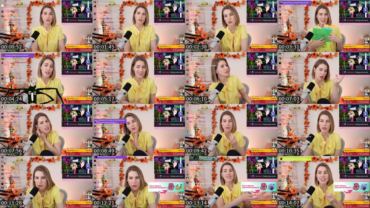 Contact-sheet preview of Celina's Twitch recording