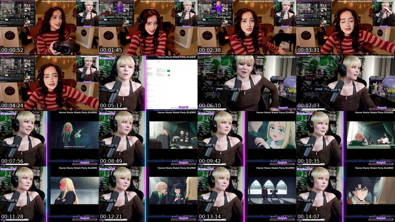 Contact-sheet preview of ClaRawrrXD's Twitch recording