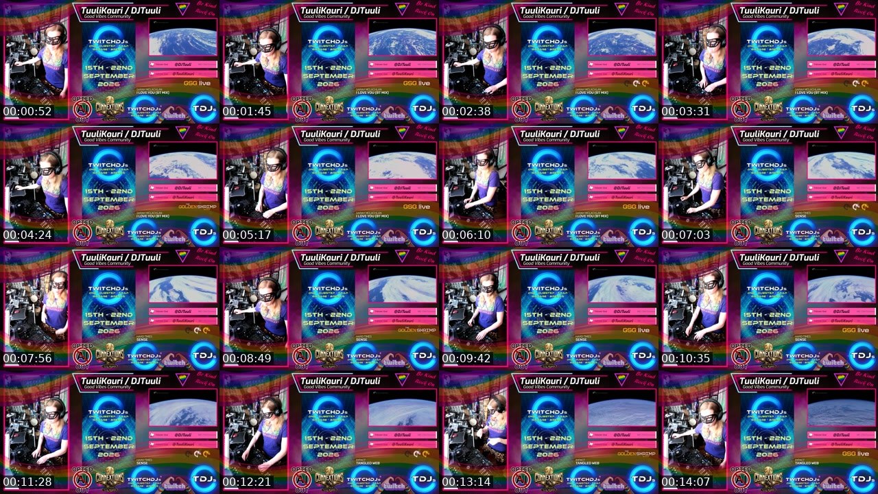 Contact-sheet preview of DJTuuli's Twitch recording