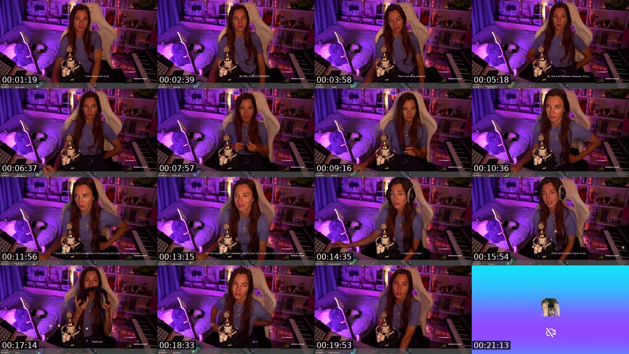 Contact-sheet preview of frecklesmusic's Twitch recording