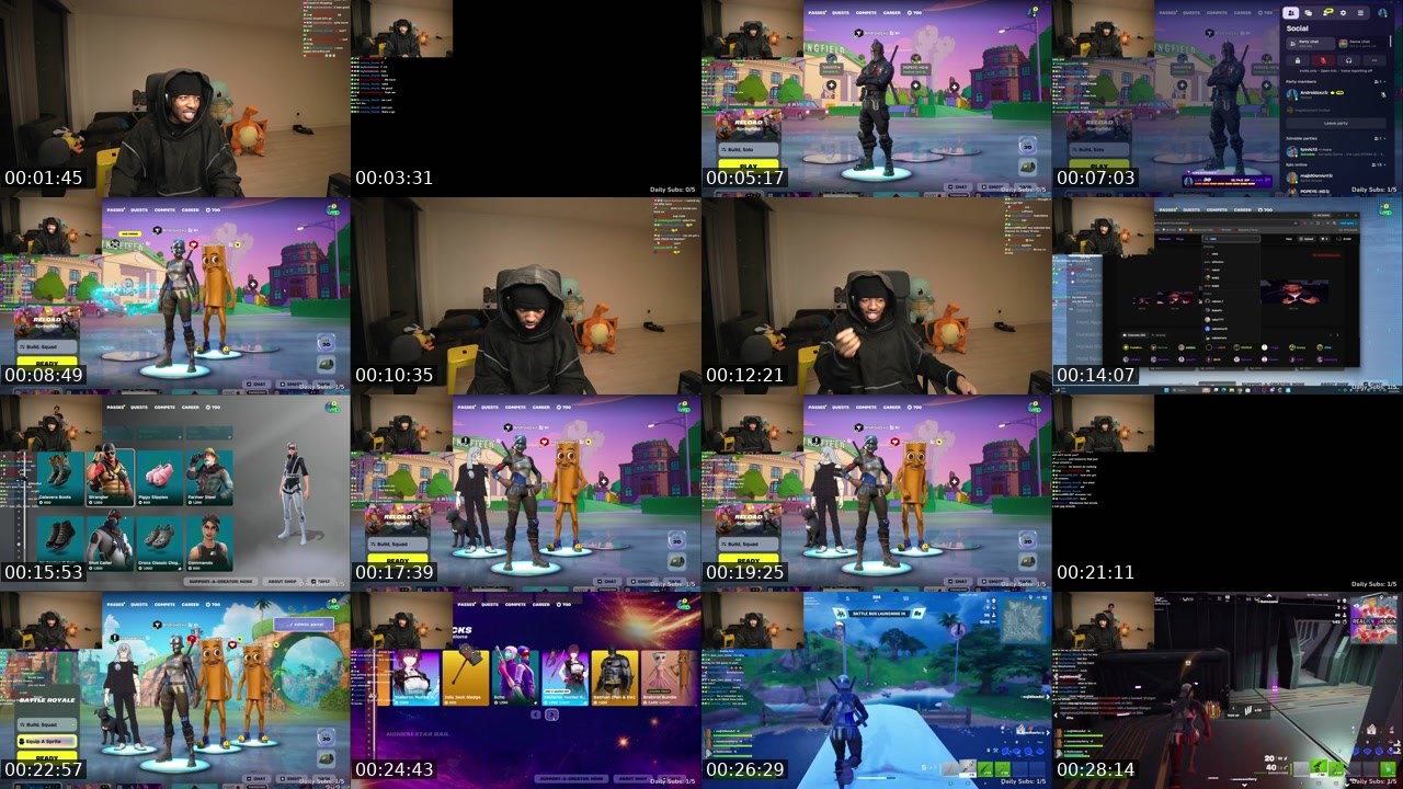 Contact-sheet preview of drxidz's Twitch recording