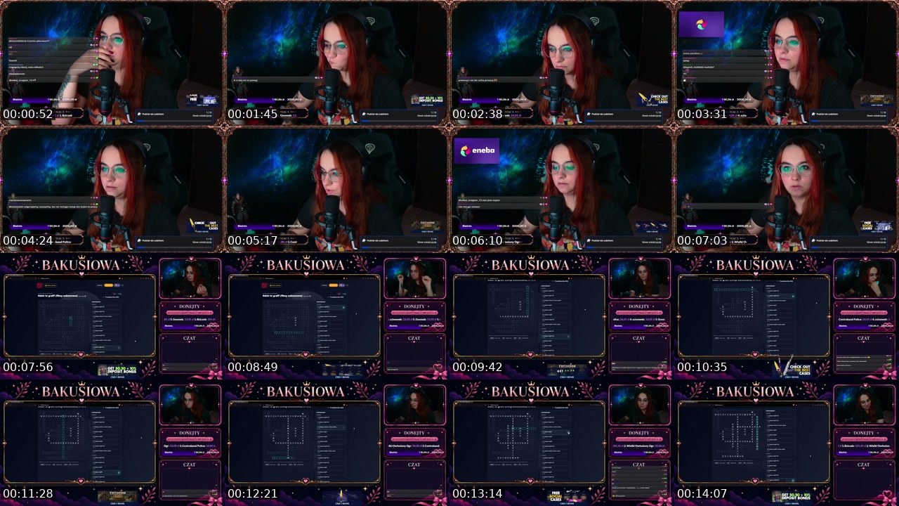 Contact-sheet preview of Bakusiowa's Twitch recording