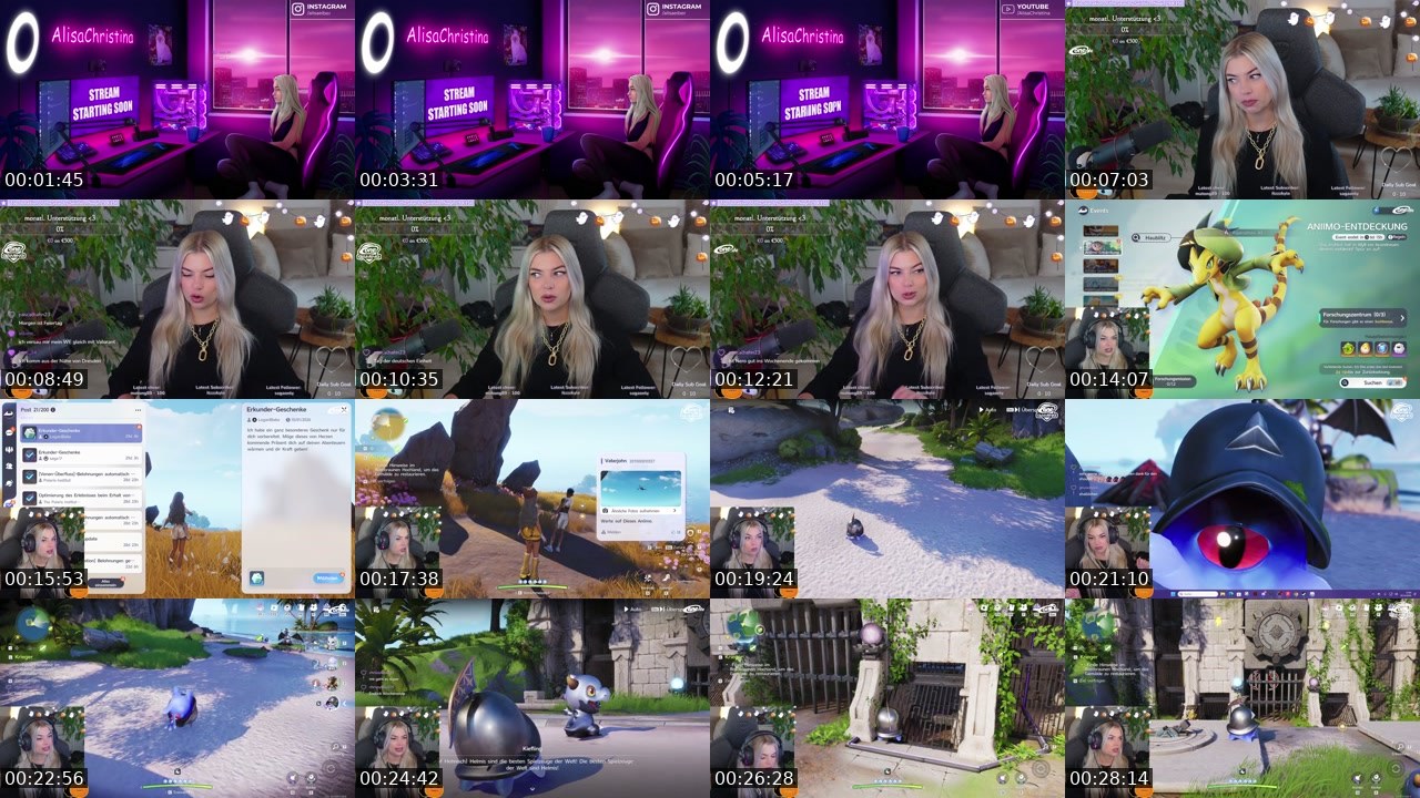 Contact-sheet preview of AlisaChristina's Twitch recording