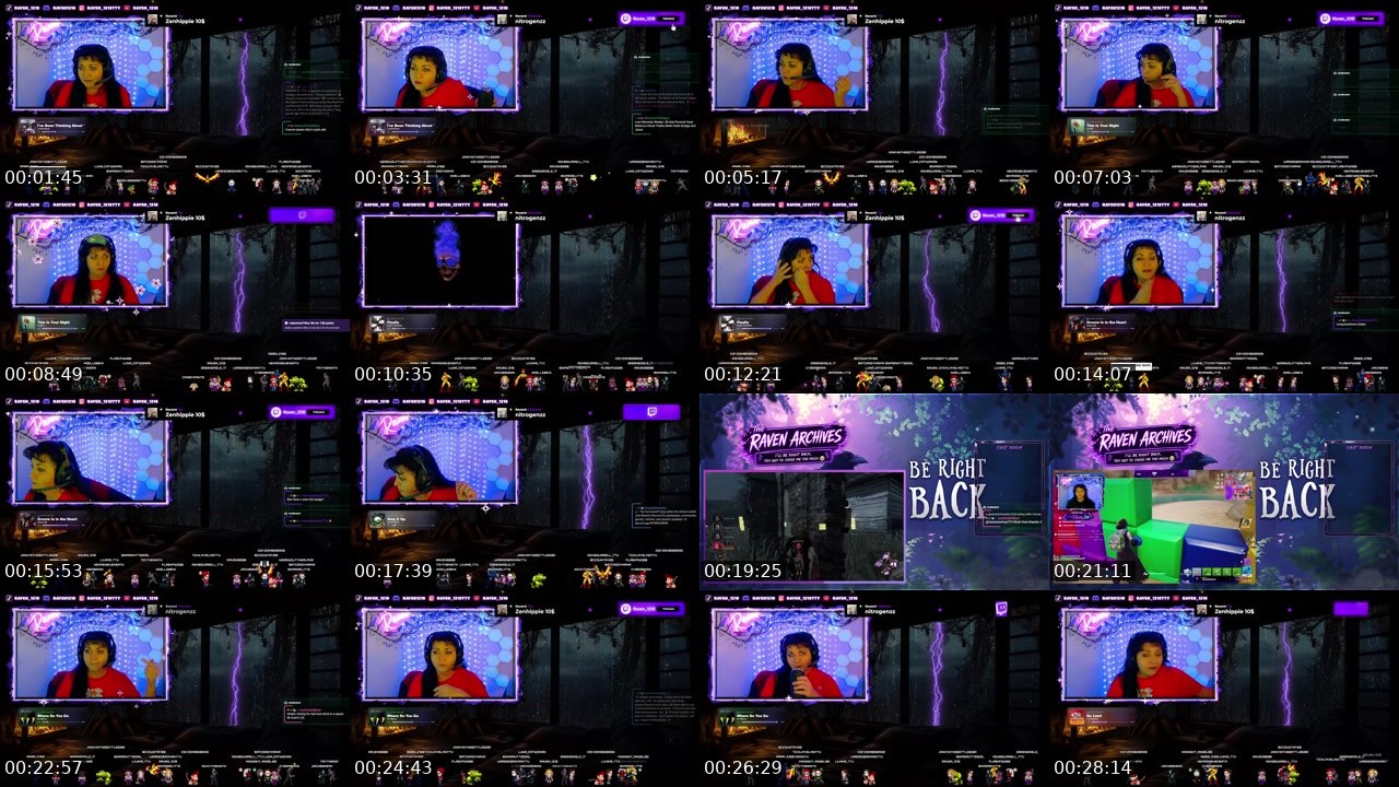 Contact-sheet preview of Raven_1218's Twitch recording