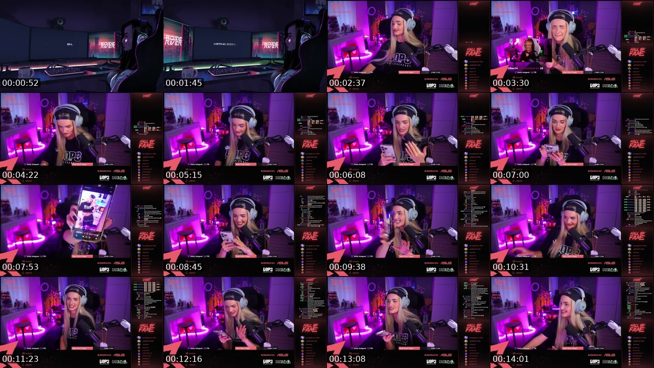 Contact-sheet preview of RosieRiver's Twitch recording