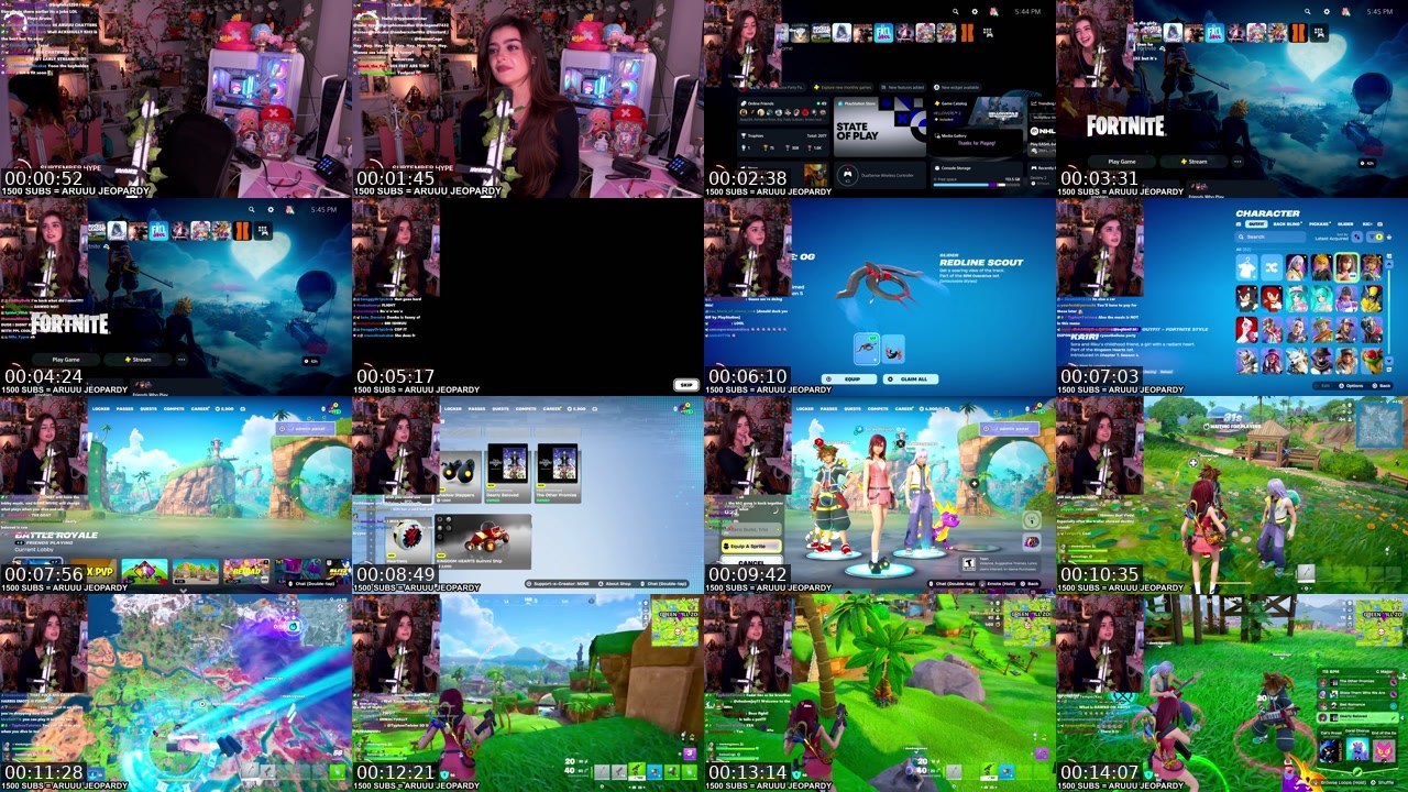 Contact-sheet preview of ARUUU's Twitch recording