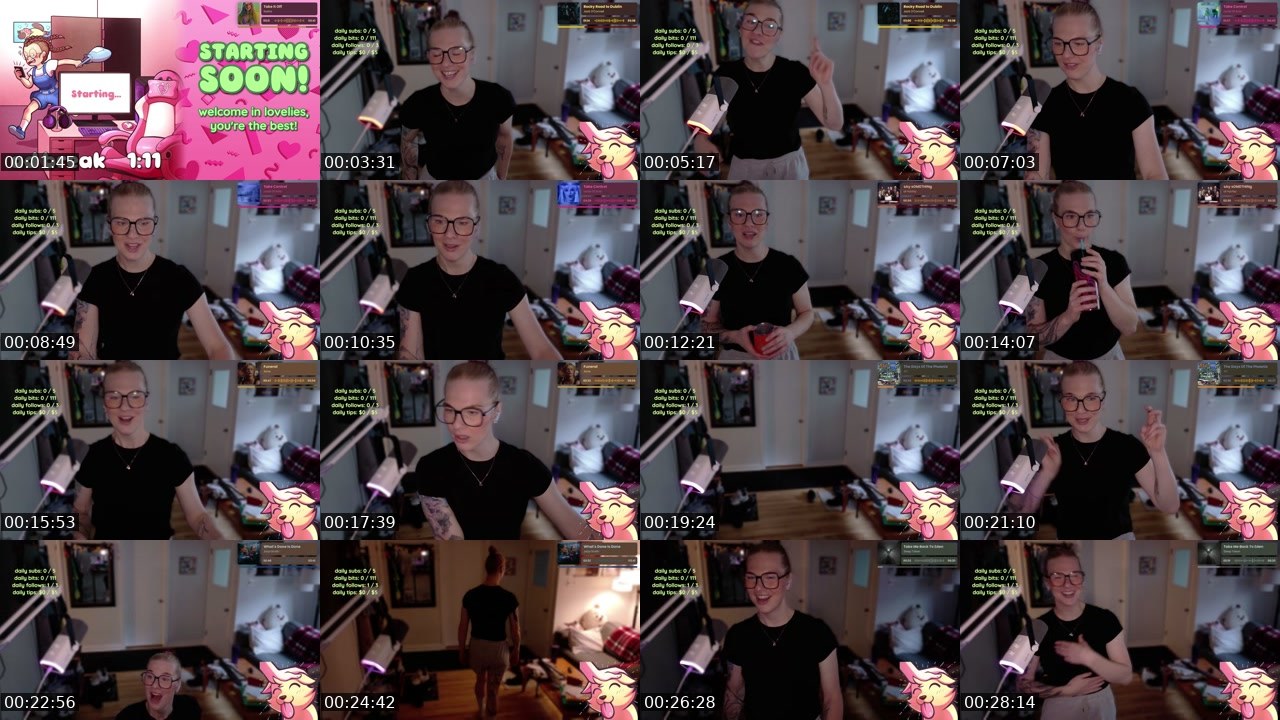 Contact-sheet preview of TheRoxiePop's Twitch recording