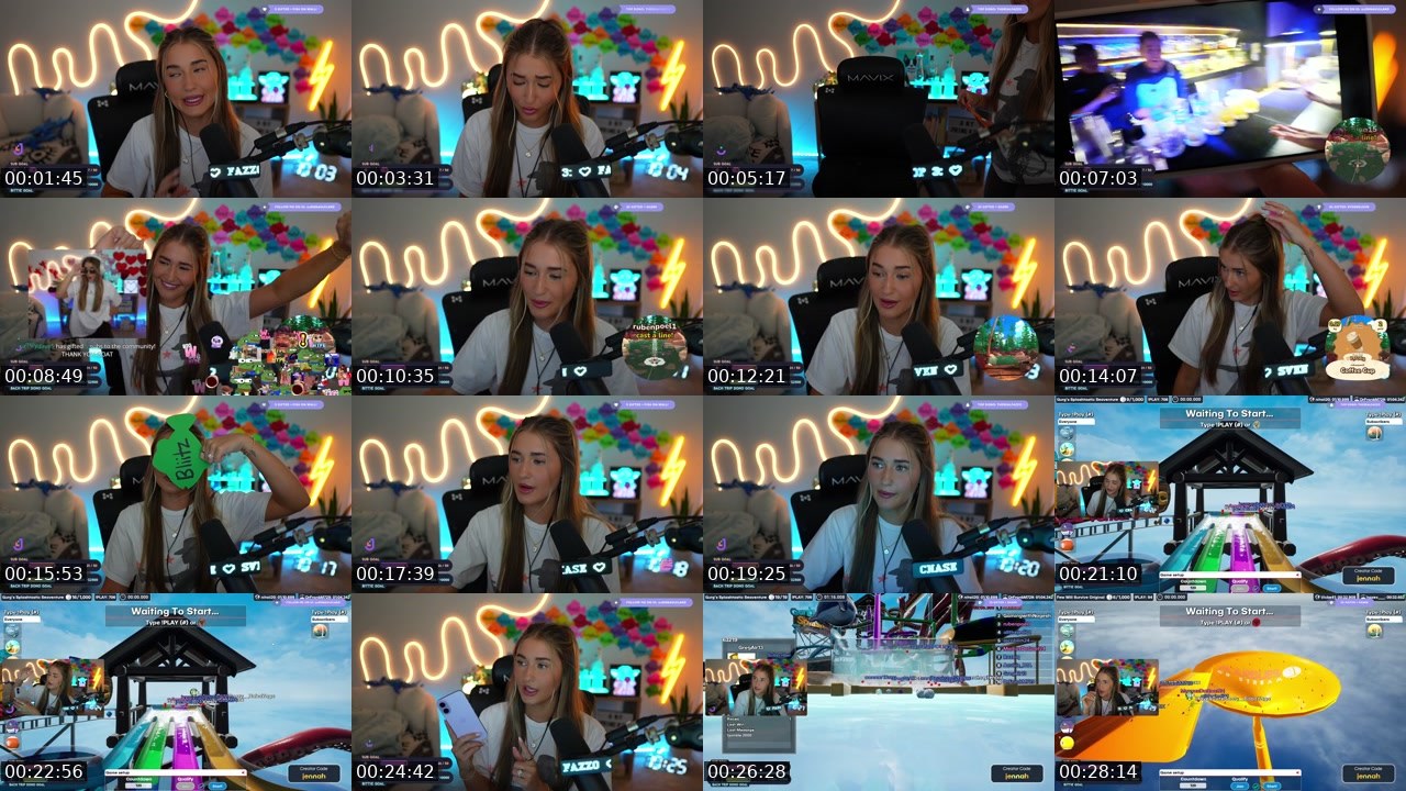 Contact-sheet preview of Jennah's Twitch recording