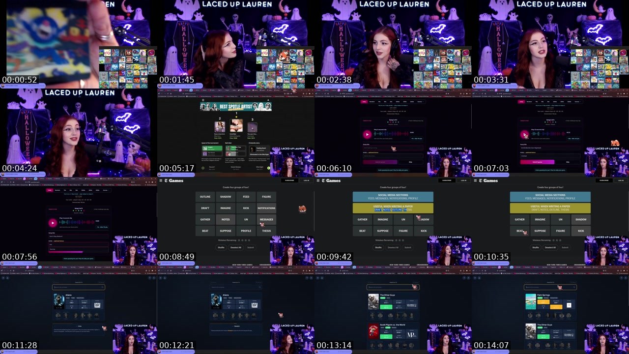 Contact-sheet preview of LacedUpLauren's Twitch recording