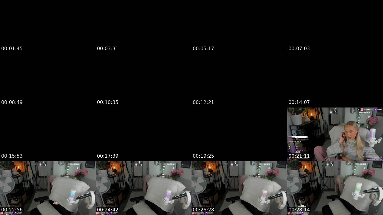 Contact-sheet preview of LinnyNova's Twitch recording